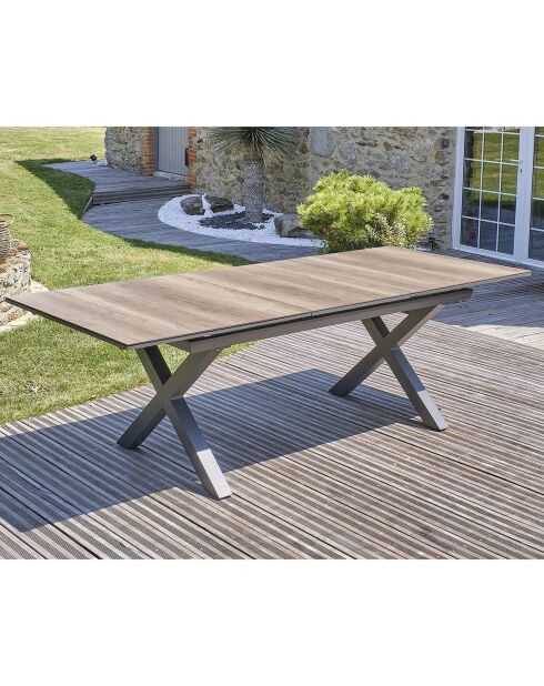 Tuintafel Florida aluminium met antracietgrijze verlenging - 180/240x100x77 cm