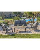 Mueble de jardín Kommos de 5 plazas en aluminio y tapa compuesta gris antracita