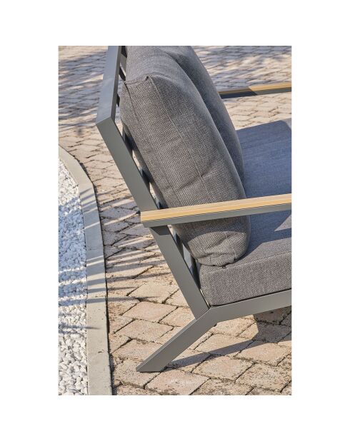 Mueble de jardín Kommos de 5 plazas en aluminio y tapa compuesta gris antracita