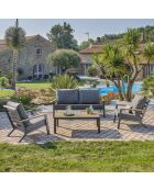 Mueble de jardín Kommos de 5 plazas en aluminio y tapa compuesta gris antracita