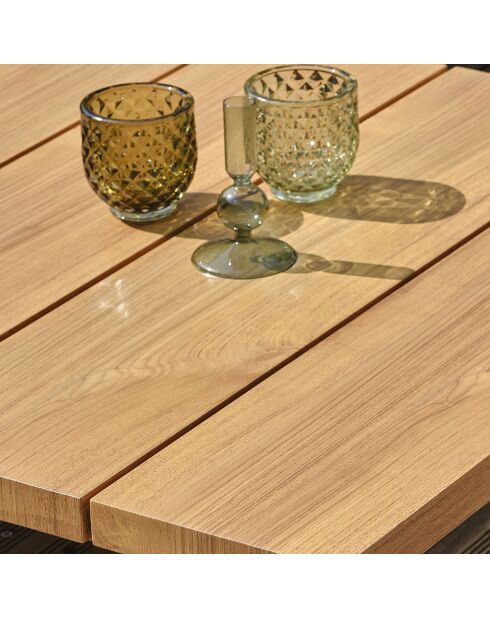 Mueble de jardín Lavezzi de 5 plazas en aluminio y tapa blanca de imitación madera