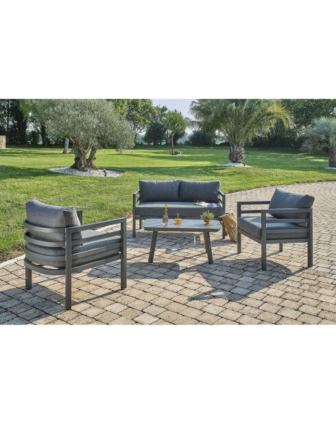 Salon de jardin Lisbonne 4 places en aluminium  gris anthracite