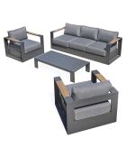 Salon de jardin Mandelieu 5 places en aluminium gris anthracite