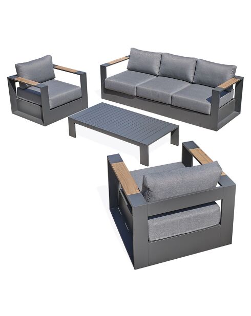 Salon de jardin Mandelieu 5 places en aluminium gris anthracite