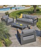 Salon de jardin Mandelieu 5 places en aluminium gris anthracite