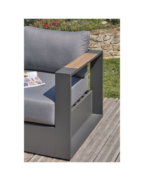 Salon de jardin Mandelieu 5 places en aluminium gris anthracite