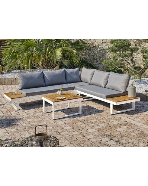 Miyako 5-Sitzer-Gartenmöbel aus Aluminium und weißer Akazie