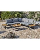 Mueble de jardín Miyako de 5 plazas en aluminio y acacia gris antracita