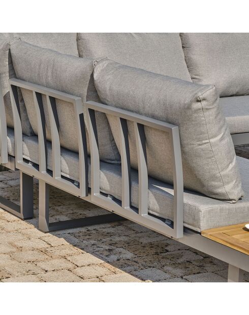 Mueble de jardín Miyako de 5 plazas en aluminio y acacia gris antracita