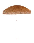 Sombrilla con flecos HAWAI de acero con acabado en madera marrón - D.200