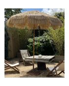 Sombrilla con flecos HAWAI de acero con acabado en madera marrón - D.200