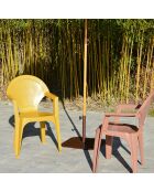 Sombrilla con flecos HAWAI de acero con acabado en madera marrón - D.200