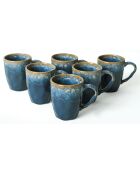 6 Mugs en céramique bleus - 370 ml