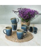 6 Mugs en céramique bleus - 370 ml