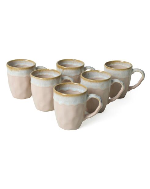 6 Mugs en céramique poudrés - 370 ml