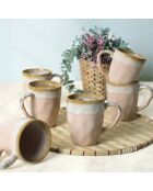 6 Mugs en céramique poudrés - 370 ml