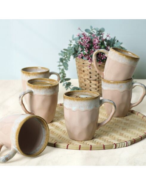 6 Mugs en céramique poudrés - 370 ml