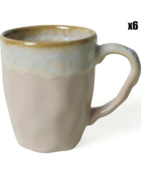 6 Mugs en céramique poudrés - 370 ml