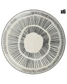 6 Assiettes plates en Porcelaine Mixt & Match noir/blanc -  D.27 cm