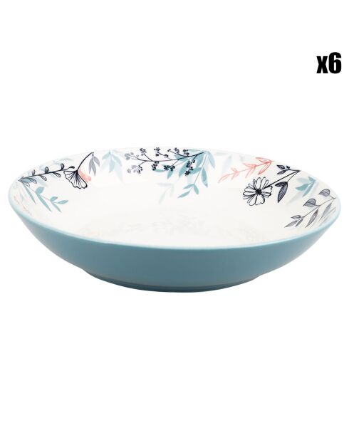 6 Assiettes creuses en Porcelaine Primaflora multicolores -  D.20 cm