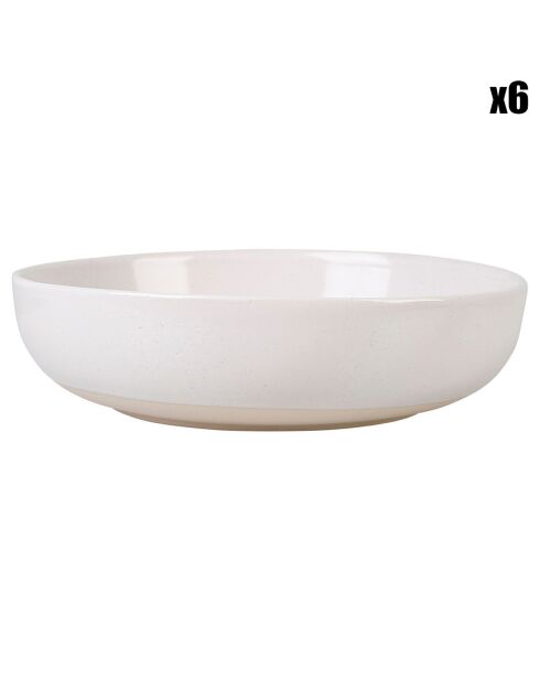 6 Assiettes creuses Slow Design blanches -  D.20 cm