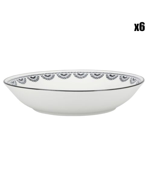 6 Assiettes à couscous en Porcelaine Naia blanches - D.25 cm