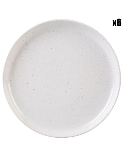 6 Assiettes plates Slow Design blanches - D.27 cm