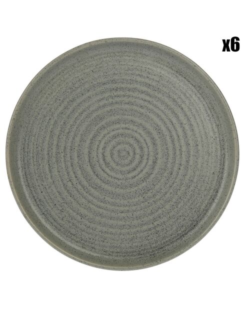 6 Assiettes plates Fusion grises -  D.26 cm