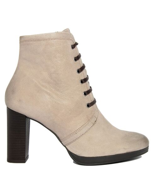 Bottines en Cuir Mathilde taupe - Talon 8.5 cm