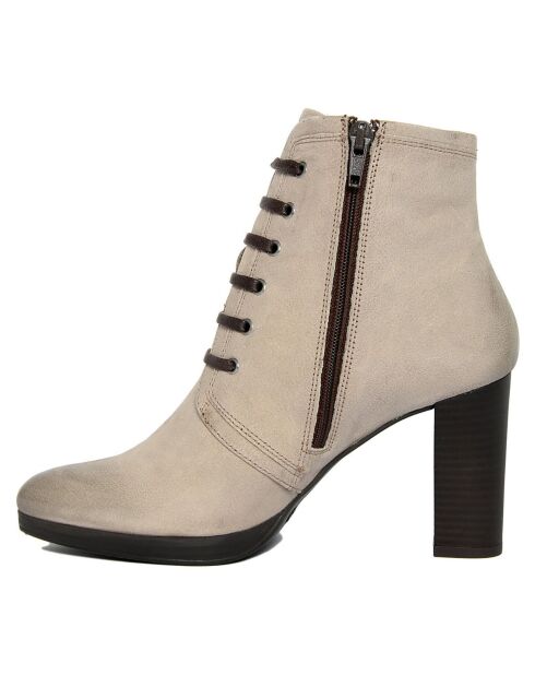 Bottines en Cuir Mathilde taupe - Talon 8.5 cm