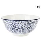 6 Bols en Porcelaine Ichika blanc/bleu - 60 cl