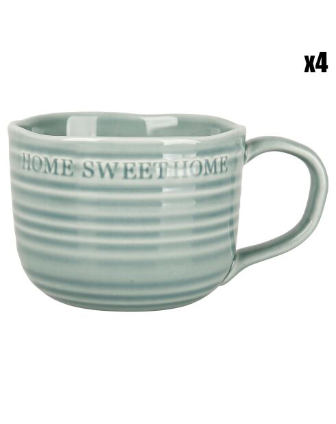 4 Mugs Slow Life Floralie verts - 40 cl