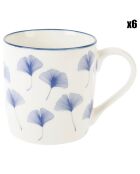 6 Mugs en Porcelaine Ichika blanc/bleu - 28 cl