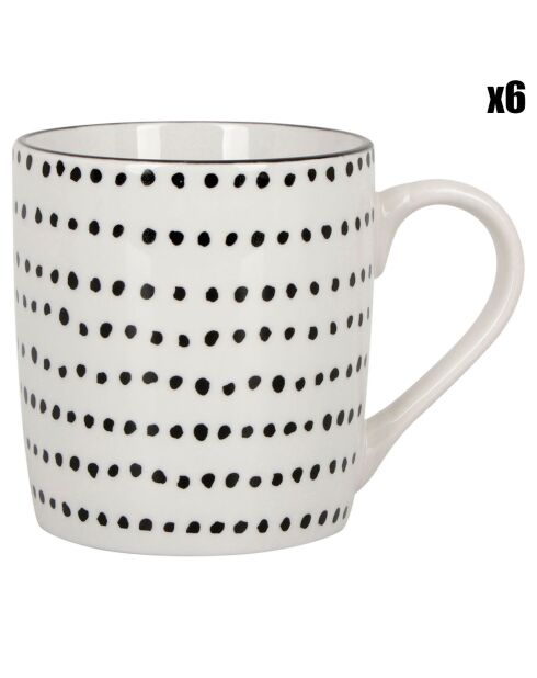 6 Mugs dessert en Porcelaine Mixt & Match noir/blanc - 30 cl