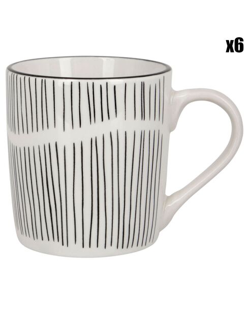 6 Mugs dessert en Porcelaine Mixt & Match noir/blanc - 30 cl