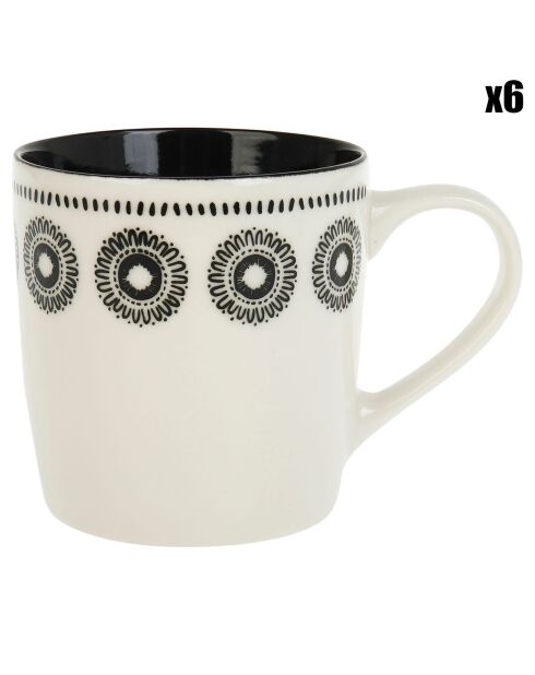 6 Mugs New bone Naia blanc/noir - 32 cl