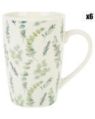 6 Mugs Nature Botanique blanc/vert -  40 cl