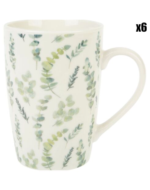 6 Mugs Nature Botanique blanc/vert -  40 cl