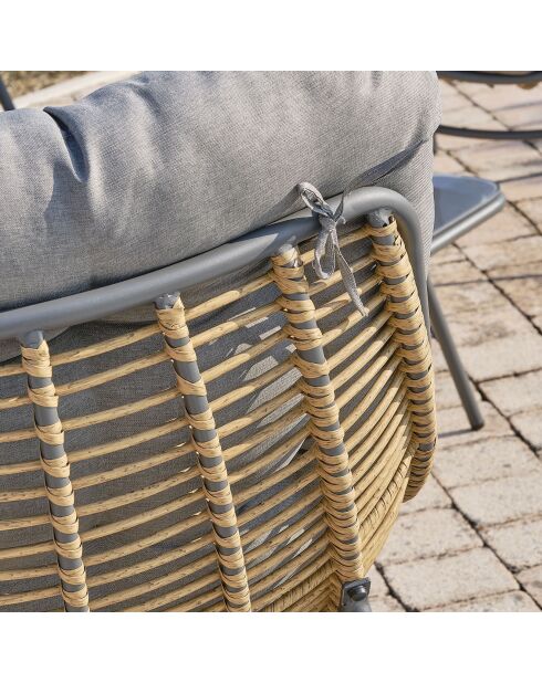 Mobili da giardino Tulum a 4 posti in resina intrecciata marrone