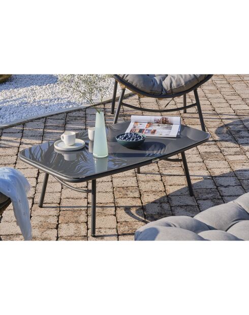 Mobili da giardino Tulum a 4 posti in resina intrecciata marrone