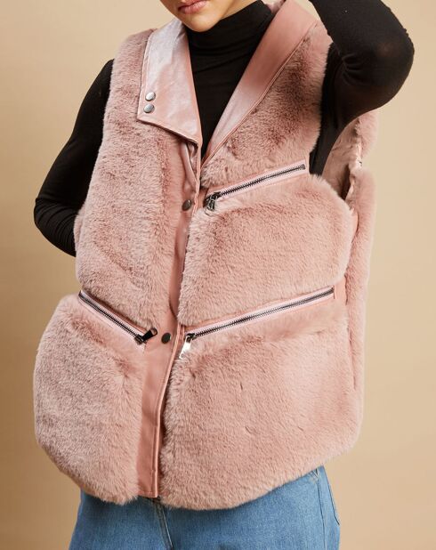 Gilet en Fausse Fourrure Leanne rose