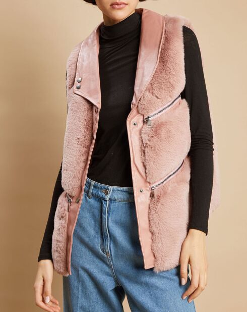 Gilet en Fausse Fourrure Leanne rose