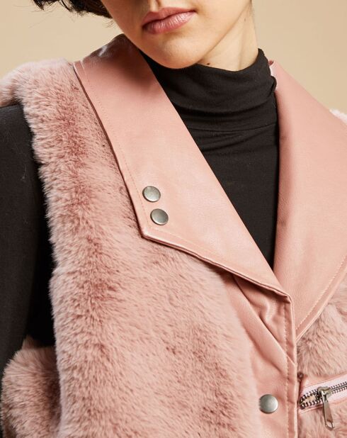 Gilet en Fausse Fourrure Leanne rose