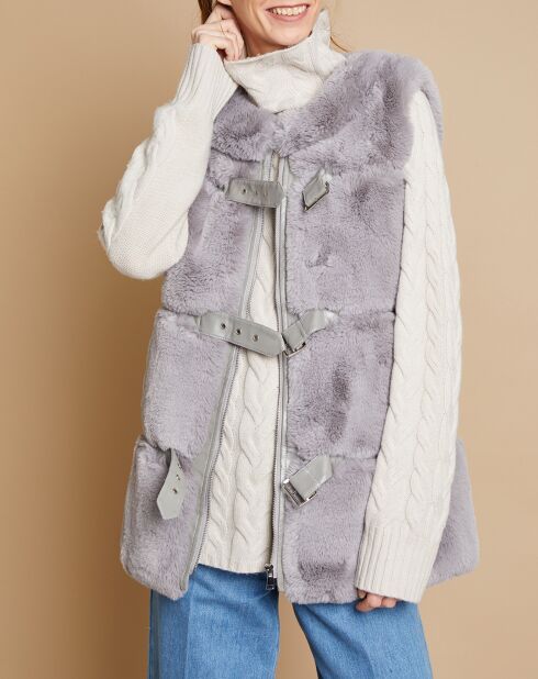 Gilet long sans manches gris