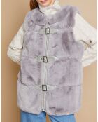 Gilet long sans manches gris