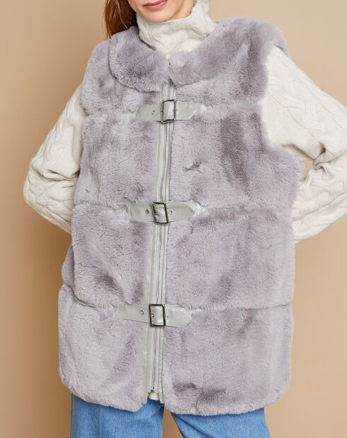 Gilet long sans manches gris