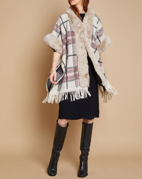 Beige geruite rand van imitatiebont van Cape Lyne