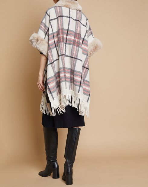 Beige geruite rand van imitatiebont van Cape Lyne