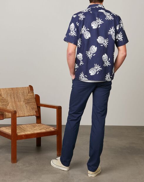 Chemise regular en Lin & Coton Palm bleue