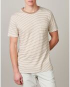 T-Shirt Pocket Crew Stripe craie/camel